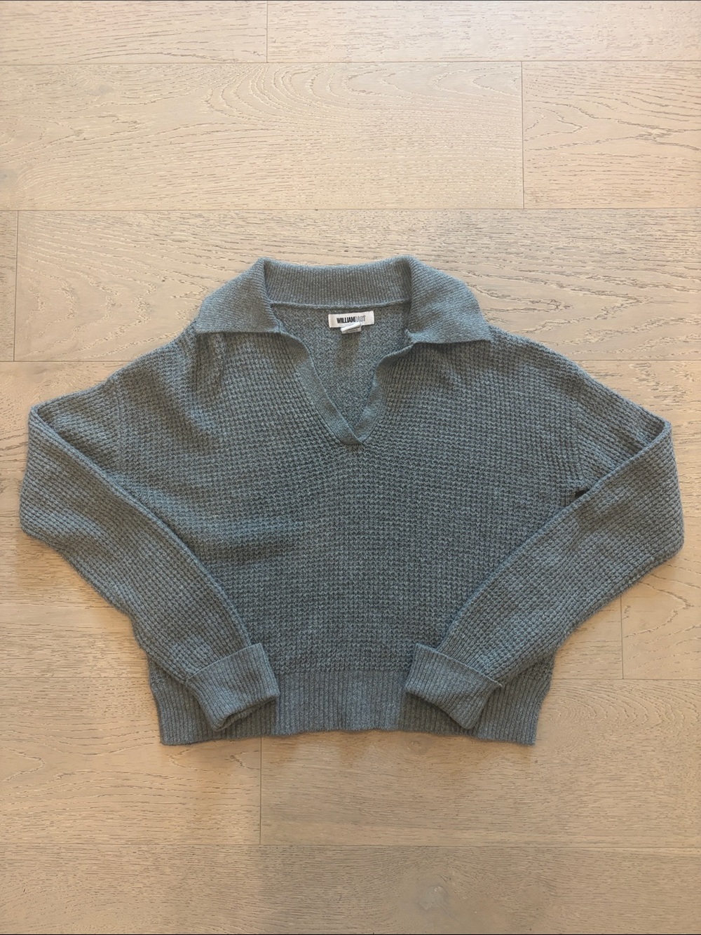 Collared Open V-Neck Sweater - Green